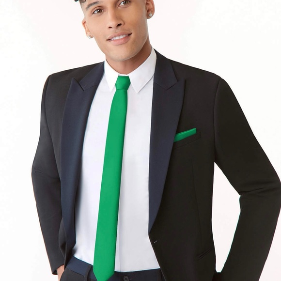 Azazie ‘Emerald’ Matte Satin, Men’s, Skinny Tie - Picture 4 of 7